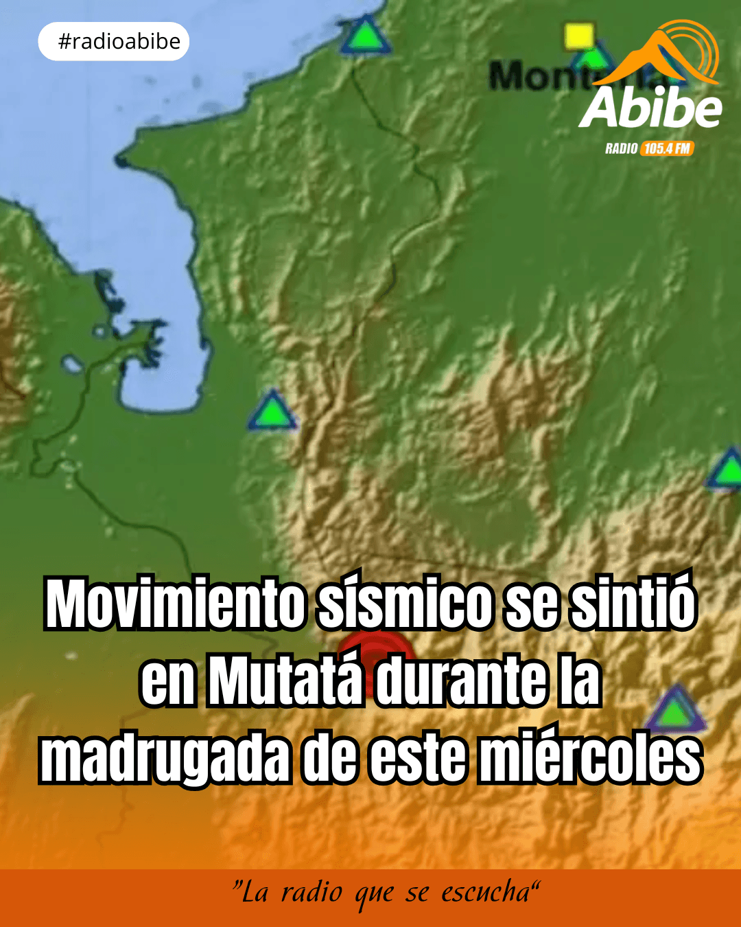 Movimiento sísmico se sintió en Mutatá durante la madrugada